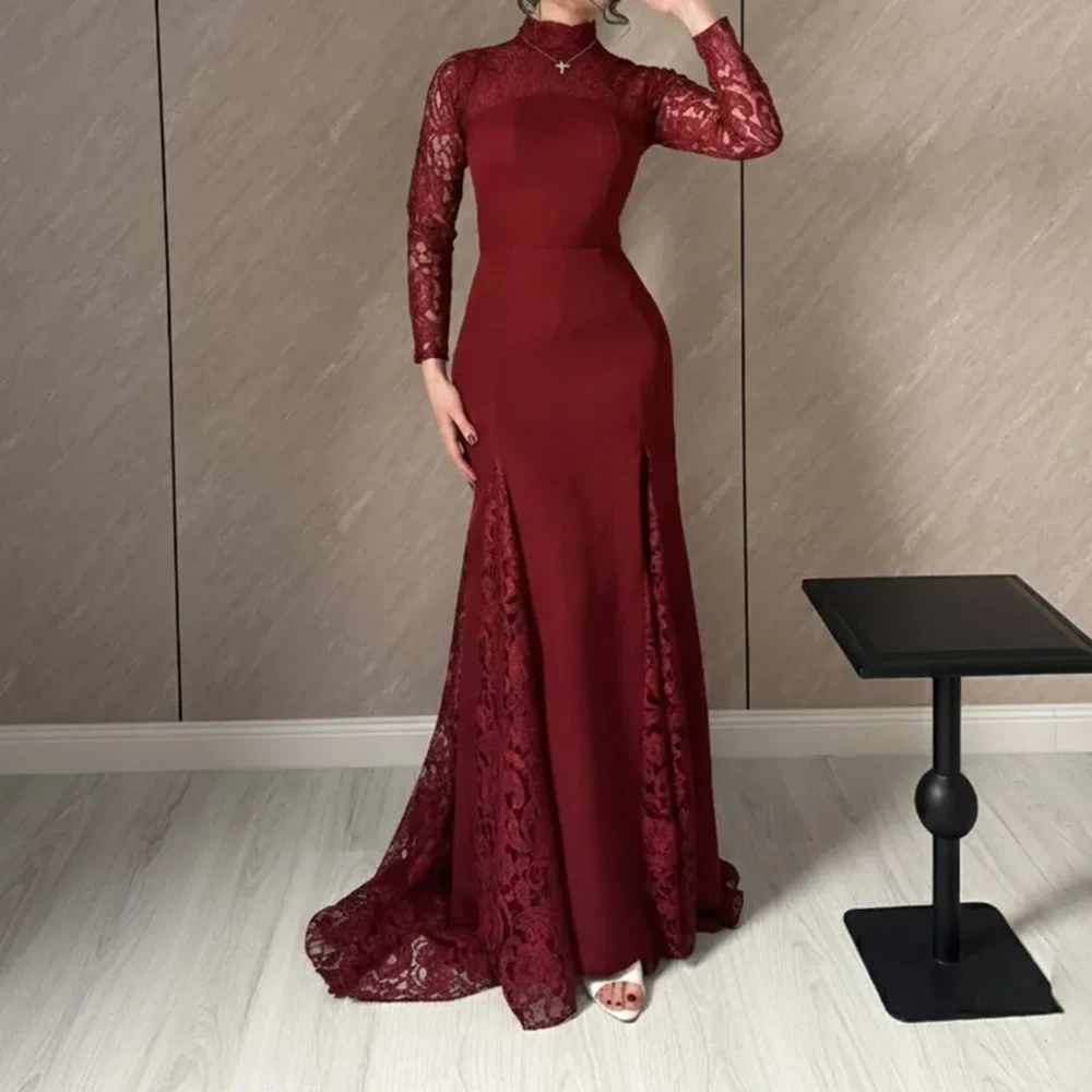 elin فستان سهرة عنابي كلاسيكي فخم