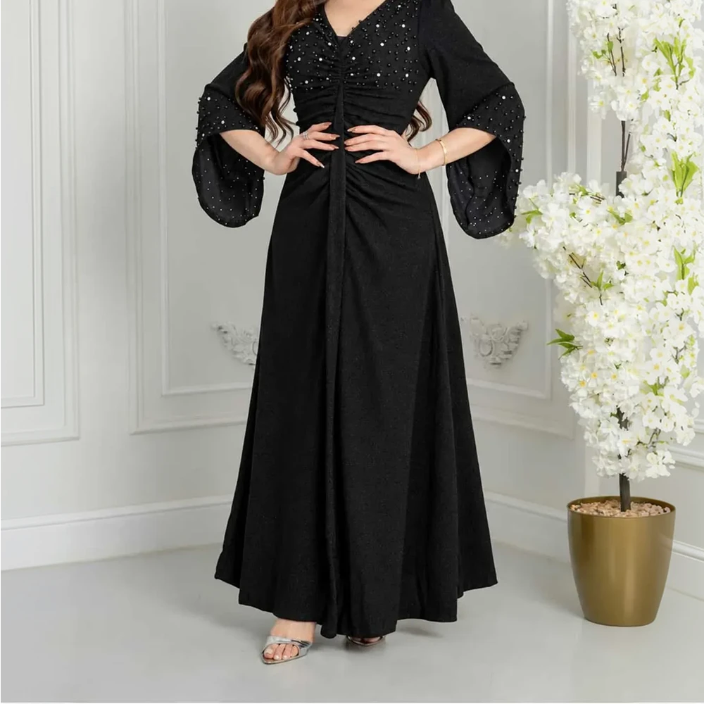 Velora Dresses فستان سهره اسود مزين بالكرستال الفاخر