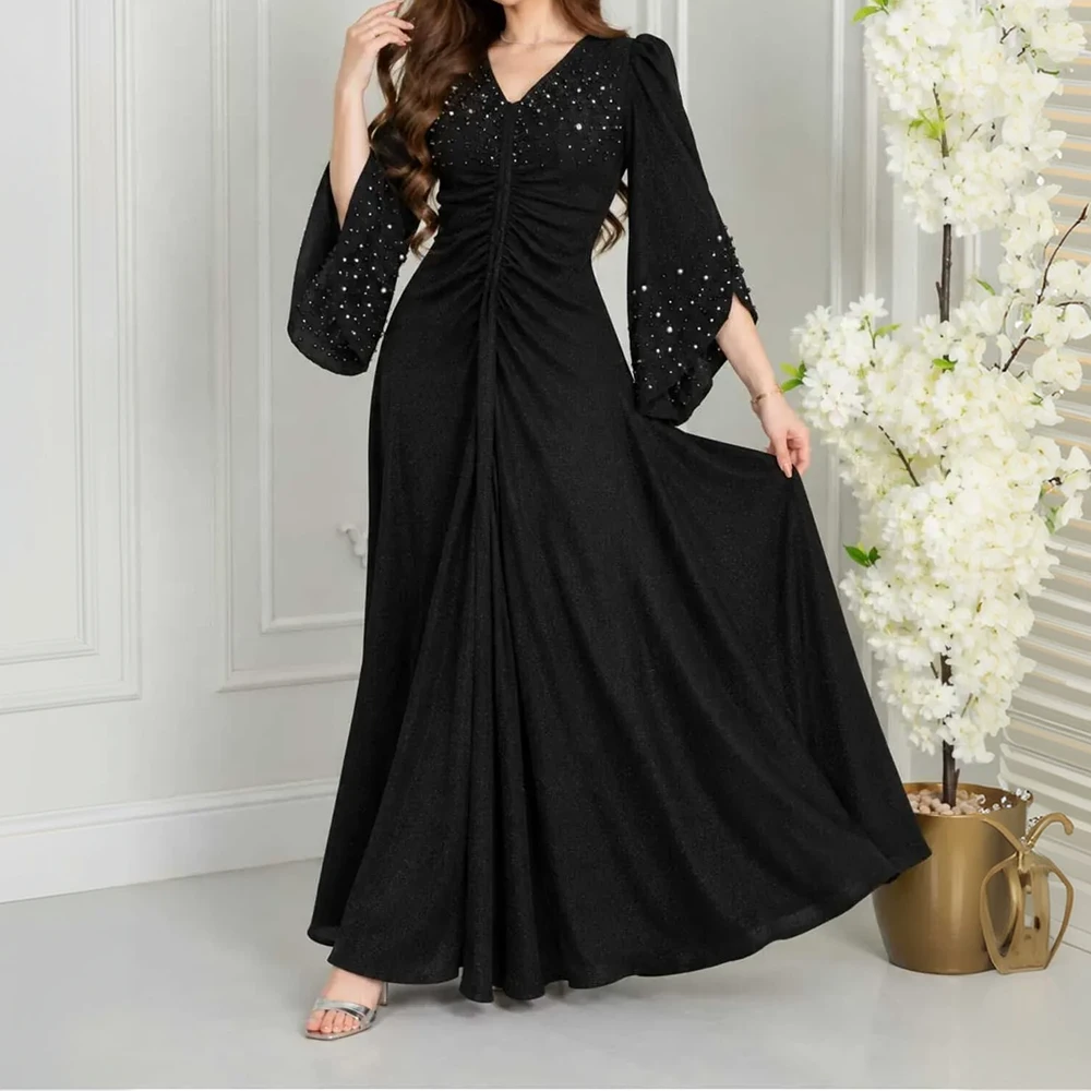 Velora Dresses فستان سهره اسود مزين بالكرستال الفاخر