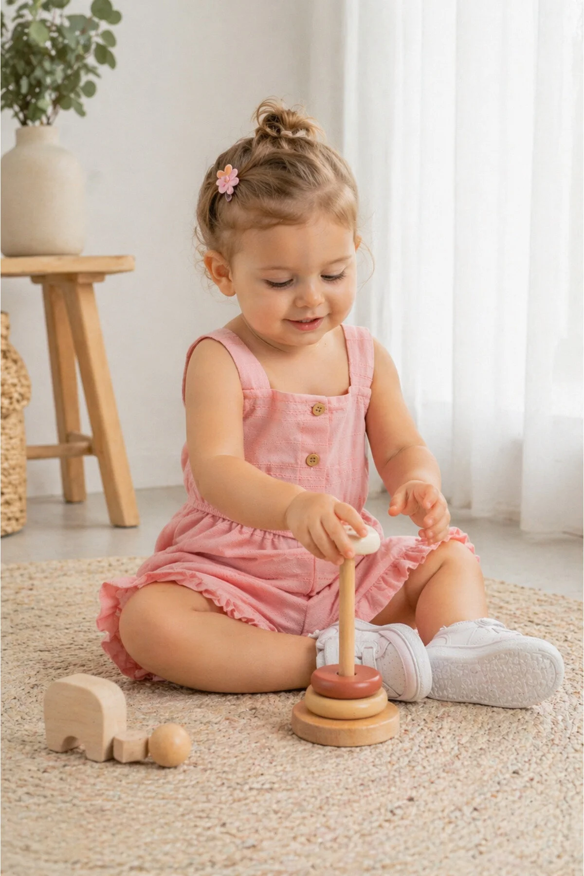 Harika KIDS بدلة من قماش الكتان للفتيات الصغيرات 100% قطن