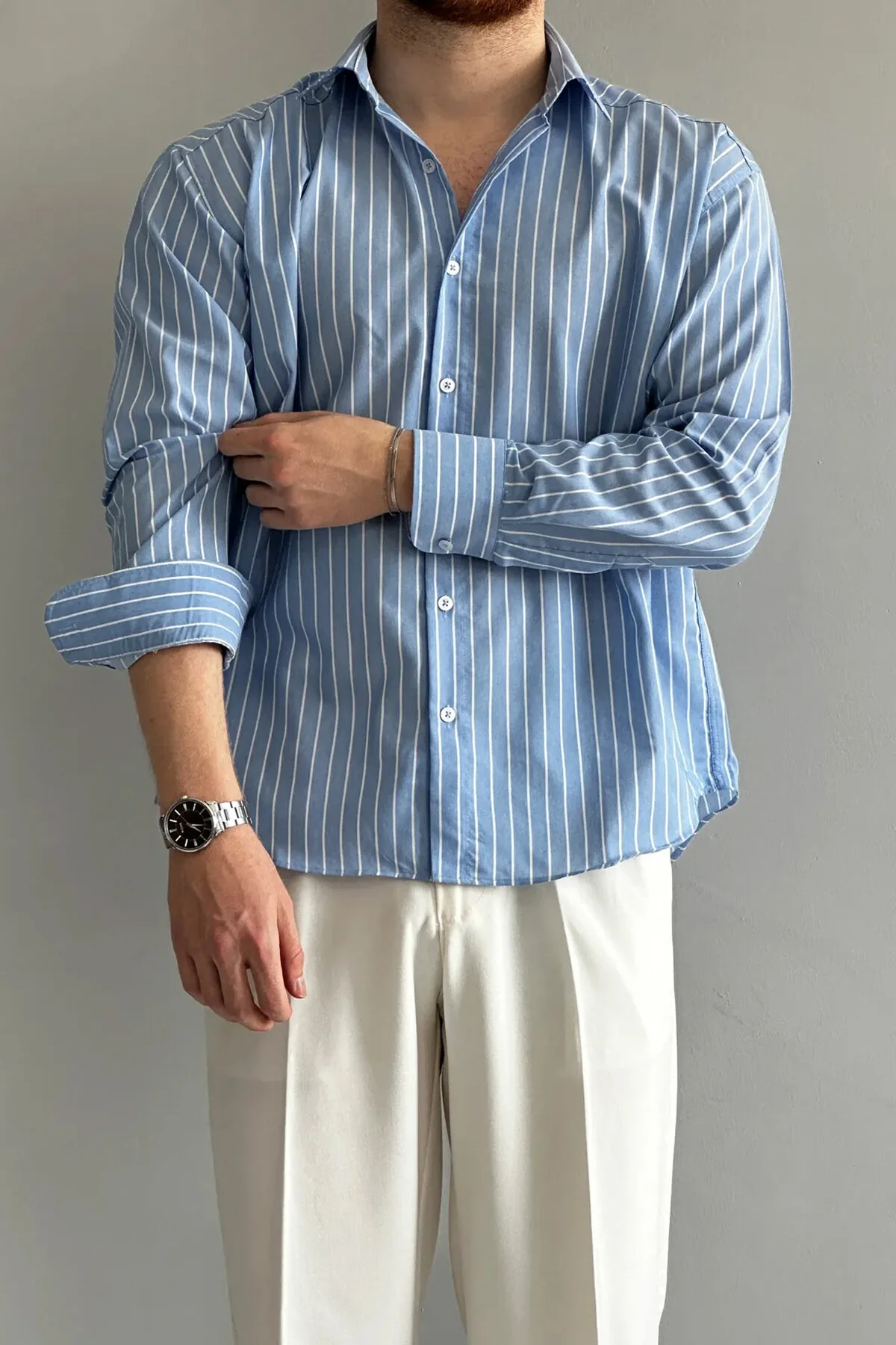 Trendyol Collection قميص رجالي قطني بقصة عادية باللون الكاكي - TMNAW26GO00026