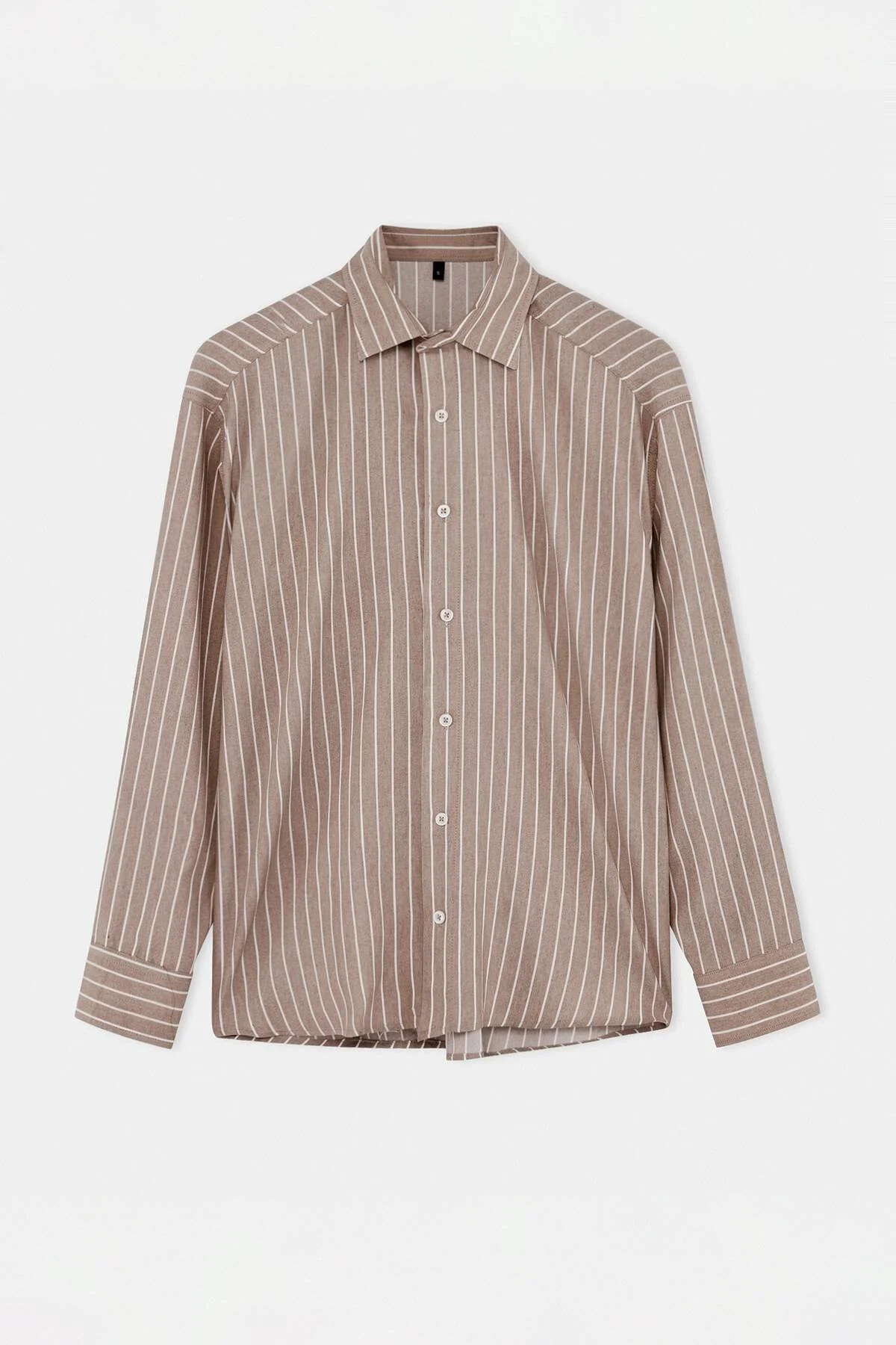 Trendyol Collection قميص رجالي قطني بقصة عادية باللون الكاكي - TMNAW26GO00026