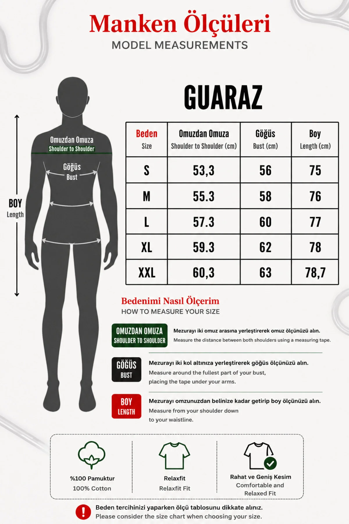GUARAZ ياقة دائرية رجالي أبيض أوفر سايز برقبة دائرية مصنوع من قطن 100%، تيشيرت صيفي سادة سادة